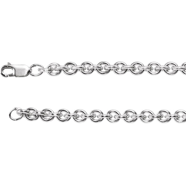 Sterling Silver 5mm Wire Cable 7.5" Chain