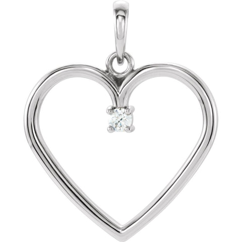 14k White Gold .04 CTW Diamond Heart Pendant
