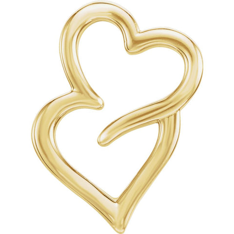 14k Yellow Gold Double Heart Chain Slide
