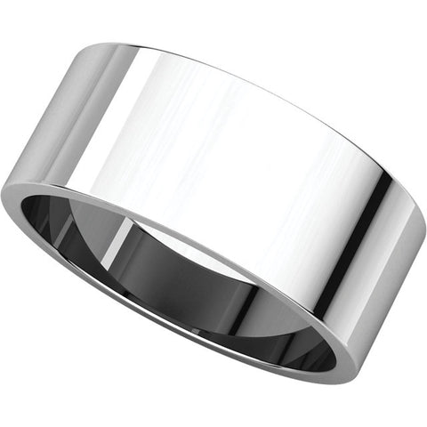 14k White Gold 8mm Flat Band, Size 15