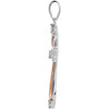 Sterling Silver 32x17mm Diamond Cross Pendant with Rose Gold Plating