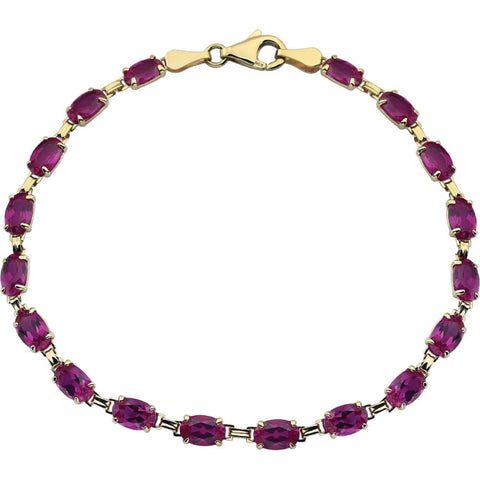 14k Yellow Gold Lab-Grown Ruby 7" Bracelet