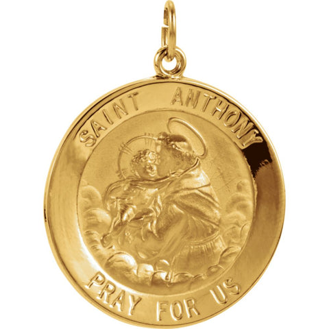 14k Yellow Gold 25mm St. Anthony Medal