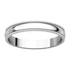 14k White Gold 3mm Light Milgrain Band, Size 9