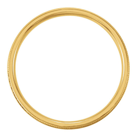 14k Yellow Gold 4mm Flat Edge Comfort Fit Milgrain Satin Finish Band Size 7