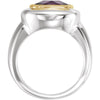 Sterling Silver & 14k Yellow Gold Checkerboard Amethyst Ring, Size 7