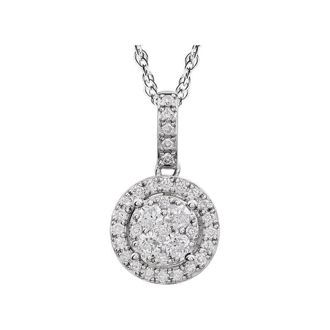 14k White Gold 1/2 CTW Halo-Style Diamond 18" Necklace
