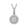 1/2 CTTW Halo-Styled Diamond Necklace in 14k White Gold