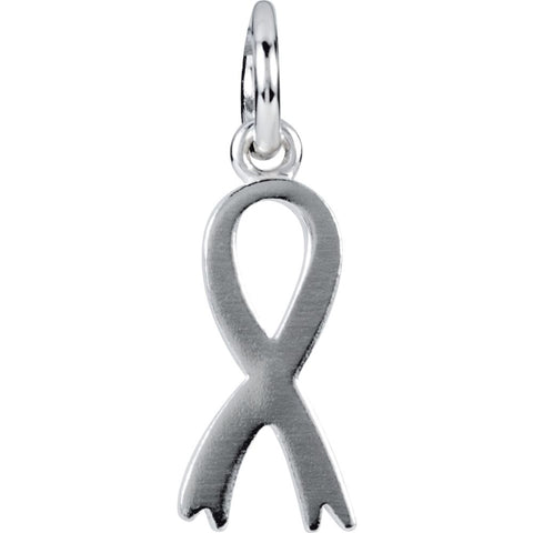 Sterling Silver Breast Cancer Awareness Ribbon Charm with Jump Ring