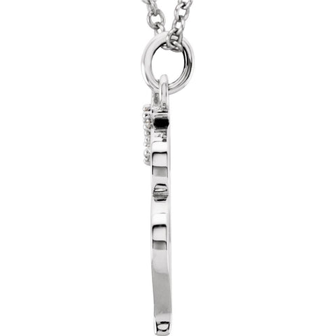 14k White Gold .025 CTW Diamond Lowercase Letter "m" Initial 16" Necklace