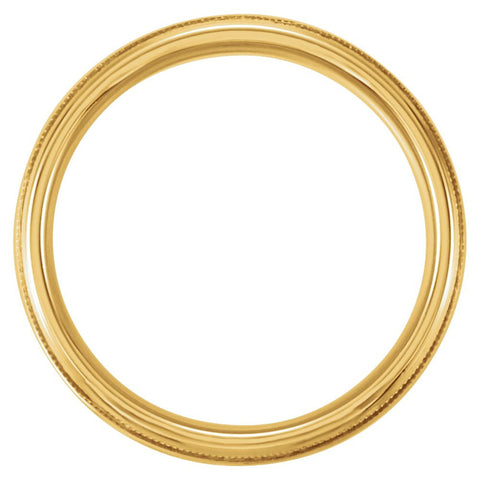 14k Yellow Gold 5mm Half Round Comfort Fit Milgrain Band Size 11