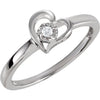 Heart Design Cubic Zirconia Ring in Sterling Silver ( Size 6 )