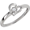 Sterling Silver Cubic Zirconia Heart Ring Size 7