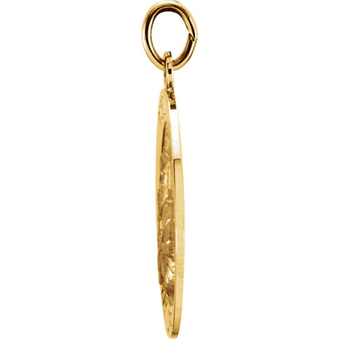 14k Yellow Gold 18.5mm Round St. Padre Pio Medal