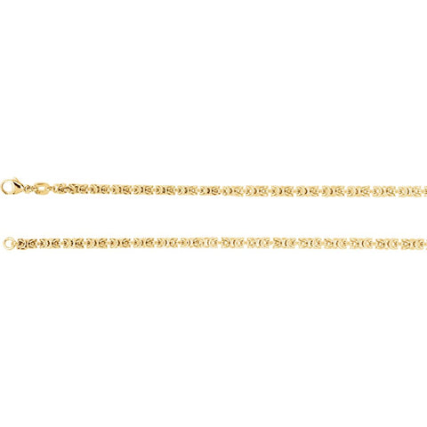 14k Yellow Gold 2.75mm Solid Byzantine 18" Chain
