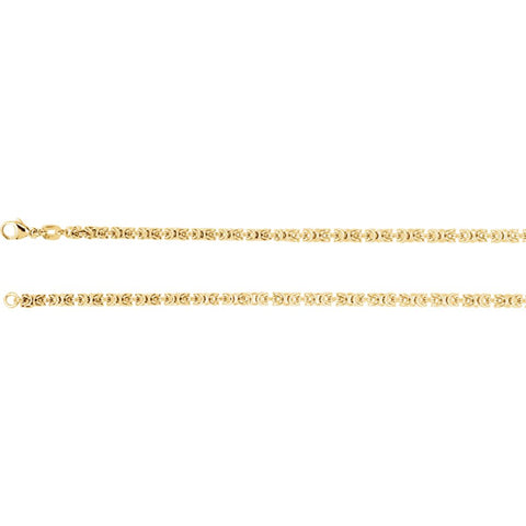 14k Yellow Gold 2.75mm Solid Byzantine 7" Chain