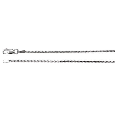 14k White Gold 1.5mm Diamond Cut Wheat 20" Chain