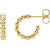14k Yellow Gold 12mm Beaded Hoop Earrings