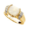 14k Yellow Gold Opal, Pink Tourmaline & 1/6 CTW Diamond Ring, Size 7