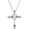 14k White Gold 0.08 ctw. Diamond Heart Cross 18-inch Mystara« Necklace