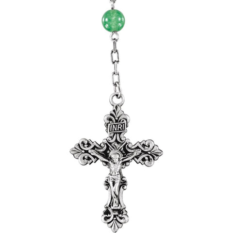 Sterling Silver Green Jadeite Rosary