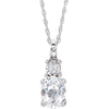 14k White Gold Created White Sapphire & 0.02 ctw. Diamond Necklace