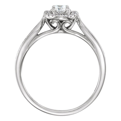 14k White Gold 1/2 CTW Diamond Engagement Ring, Size 7