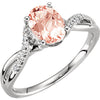 14K White Gold Morganite & 0.06 CTW Diamond Ring (Size 6)