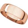 10k Rose Gold 6mm Half Round Light Band, Size 9