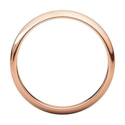 14k Rose Gold 4mm Half Round Light Band, Size 7
