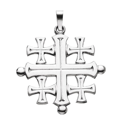 14k White Gold 27x26mm Jerusalem Cross Pendant