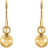 14k Yellow Gold 15x4mm Youth Bishop Hook Ball Earrings