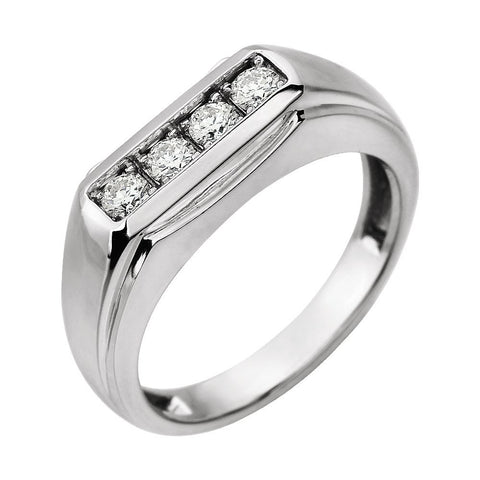 14k White Gold 3/8 CTW Diamond Men's Ring, Size 10