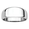 14k White Gold 8mm Half Round Tapered Band, Size 6