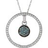 14k White Gold 1/3 ctw. Blue & White Diamond 3-In-1 Circle 18-inch Necklace