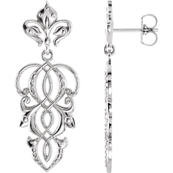 Sterling Silver Decorative Dangle Earrings