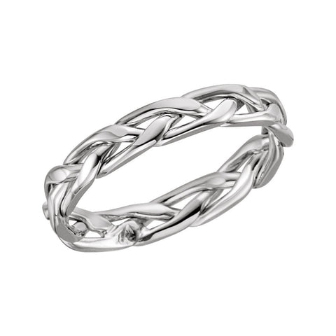 14k White Gold 3.75mm Hand Woven Band Size 7