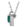 14k White Gold Chatham® Created Emerald & .04 CTW Diamond 16" Necklace