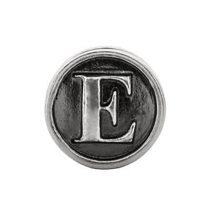 Sterling Silver 10.6mm Letter "E" Alpha Cylinder Bead