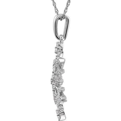 Sterling Silver Cubic Zirconia Snowflake 18" Necklace