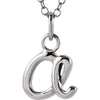 14K White Gold Letter "A" Lowercase Script Initial Necklace (18 Inch)