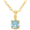14k Yellow Gold Imitation Aquamarine "March" Birthstone 14-inch Necklace for Kids