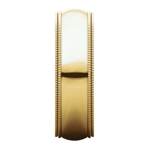 14k Yellow Gold 6mm Double Milgrain Comfort Fit Band, Size 10.5