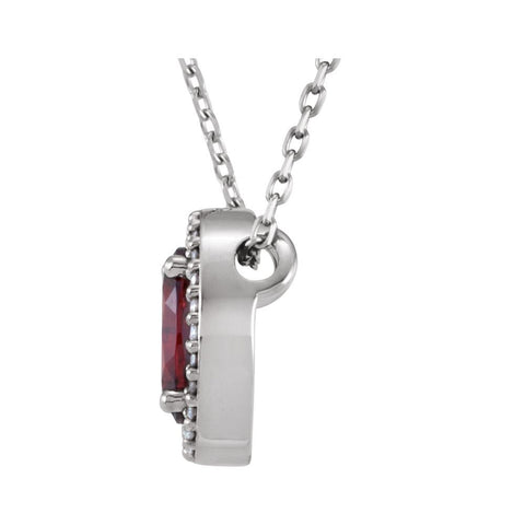 14k White Gold Mozambique Garnet & .05 CTW Diamond 16" Necklace