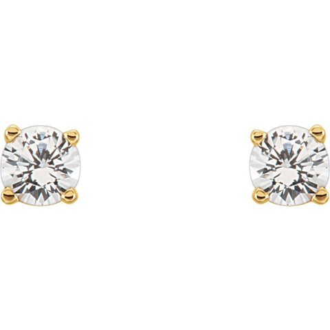 14k Yellow Gold White Sapphire Youth Earrings