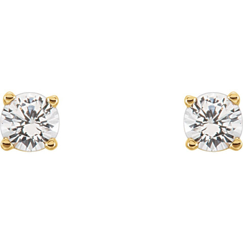 14k Yellow Gold Imitation Diamond Youth Earrings
