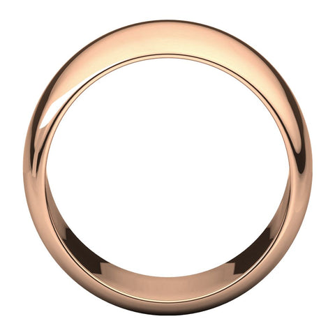 14k Rose Gold 12mm Half Round Band, Size 11