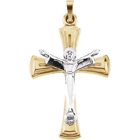 14K Yellow & White 31.75x23mm Risen Christ Crucifix Pendant