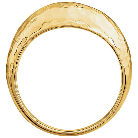 14k Yellow Gold 12mm Hammered Dome Ring, Size 7