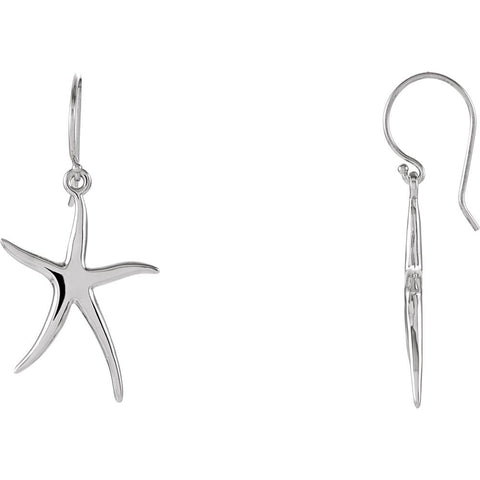 14k White Gold Starfish Earrings